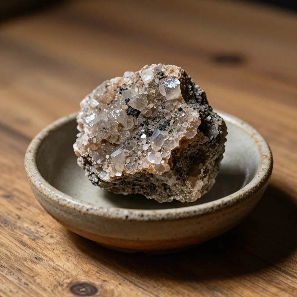 Magnesium crystals on a dark surface